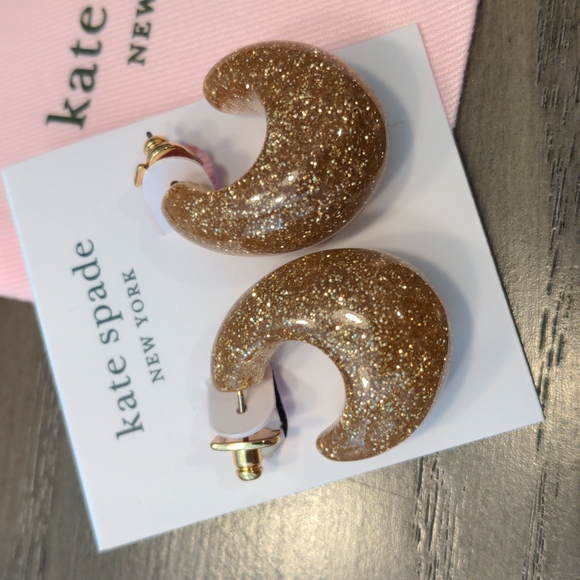 kate spade Jewelry - NEW Kate Spade Glitter Huggies in Gold